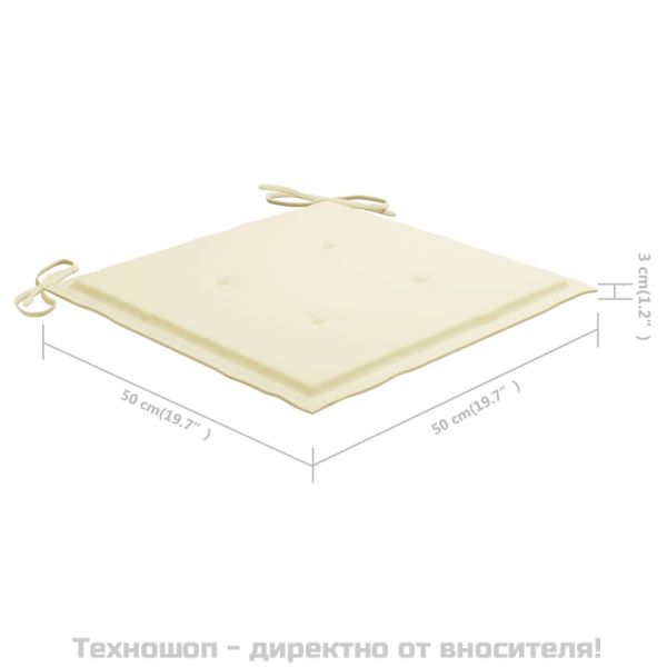 Стифиращи градински столове с възглавници 8 бр тик масив