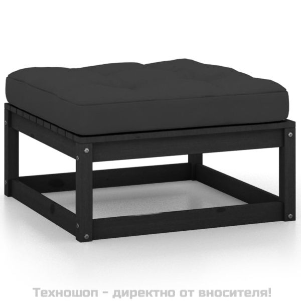 Градински лаундж комплект, 6 части, с възглавници, бор масив