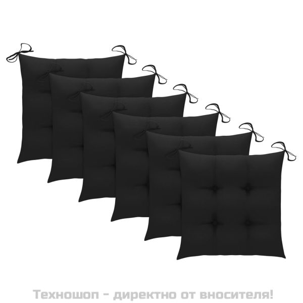 Градински трапезни столове, 6 бр, с възглавници, акация масив