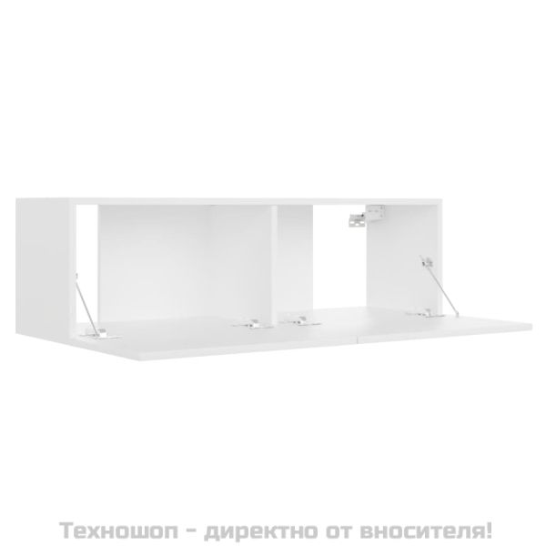 Комплект ТВ шкафове от 3 части, бял, инженерно дърво