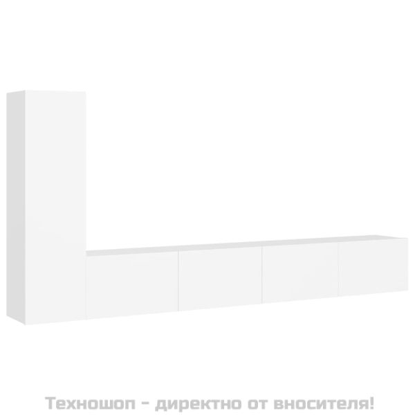 Комплект ТВ шкафове от 3 части, бял, инженерно дърво