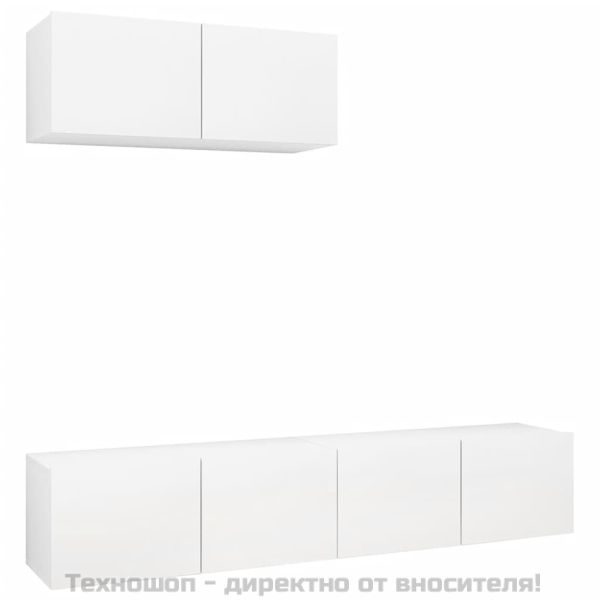 ТВ шкафове, 3 бр, бели, инженерно дърво