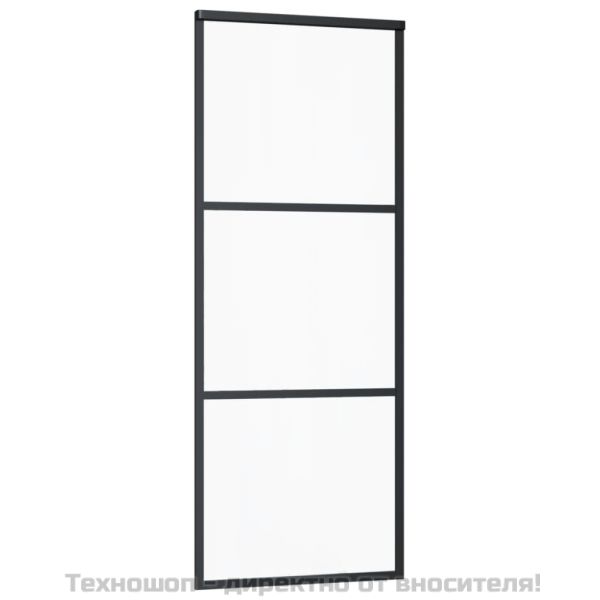 Плъзгаща се врата с механизъм, ESG стъкло и алуминий, 76x205 см