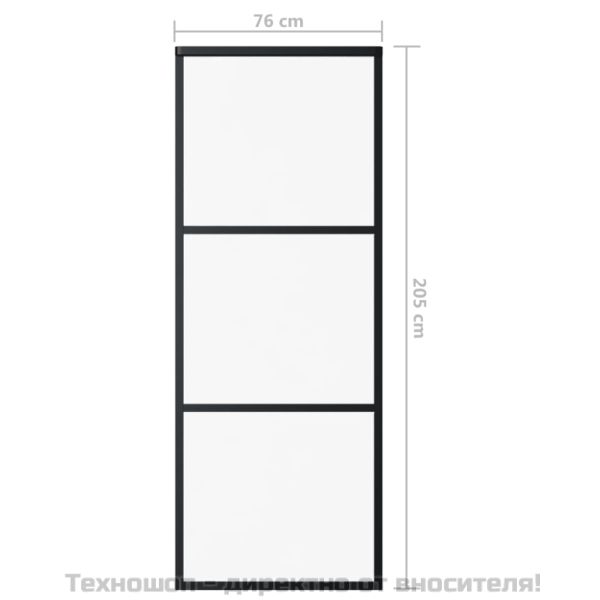 Плъзгаща се врата с механизъм, ESG стъкло и алуминий, 76x205 см