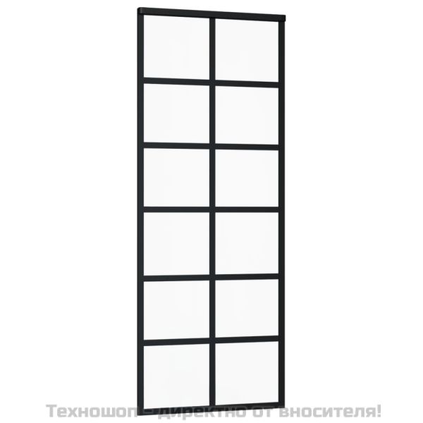 Плъзгаща се врата с механизъм, ESG стъкло и алуминий, 76x205 см