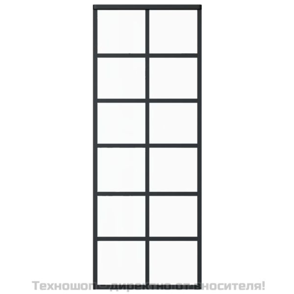Плъзгаща се врата с механизъм, ESG стъкло и алуминий, 76x205 см