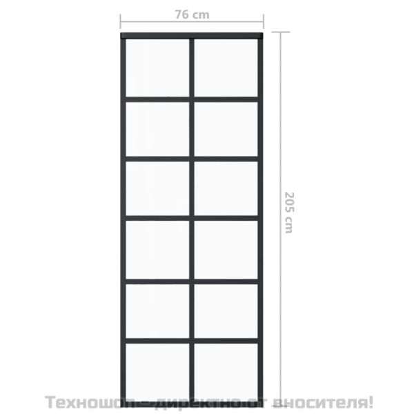 Плъзгаща се врата с механизъм, ESG стъкло и алуминий, 76x205 см
