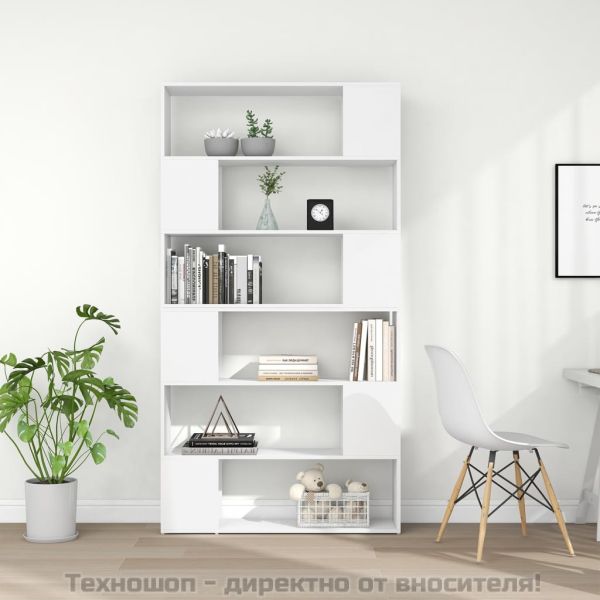 Библиотека/разделител за стая, бяла, 100x24x188 см