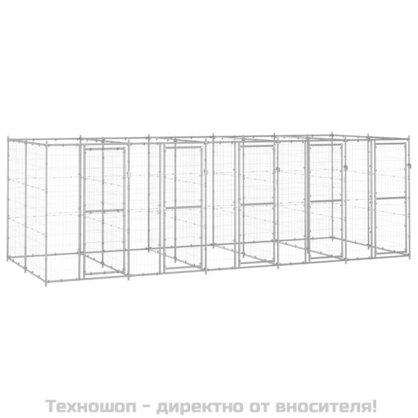 Външна клетка за куче, поцинкована стомана, 12,1 м²