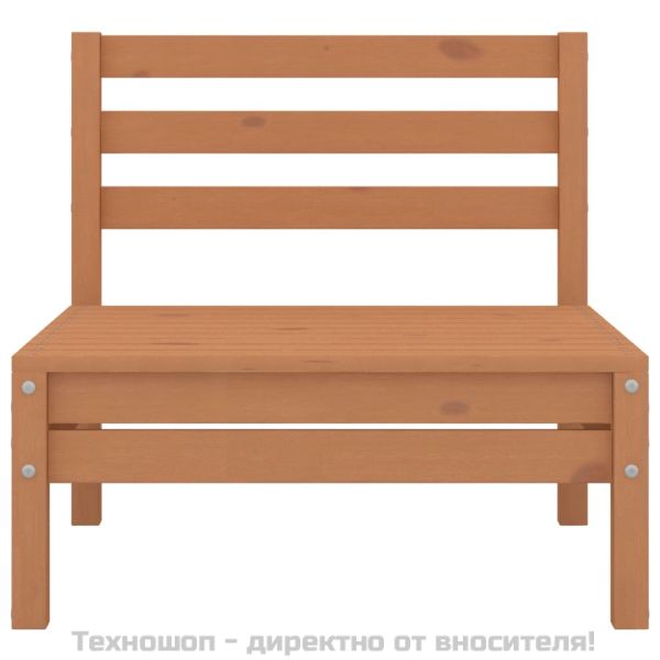 Градински лаундж комплект, 4 части, меденокафяв, бор масив