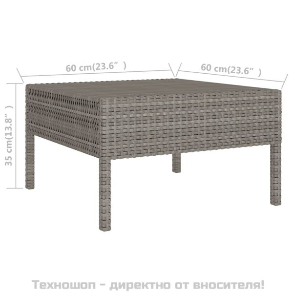 Градински лаундж комплект с възглавници 14 части полиратан сив