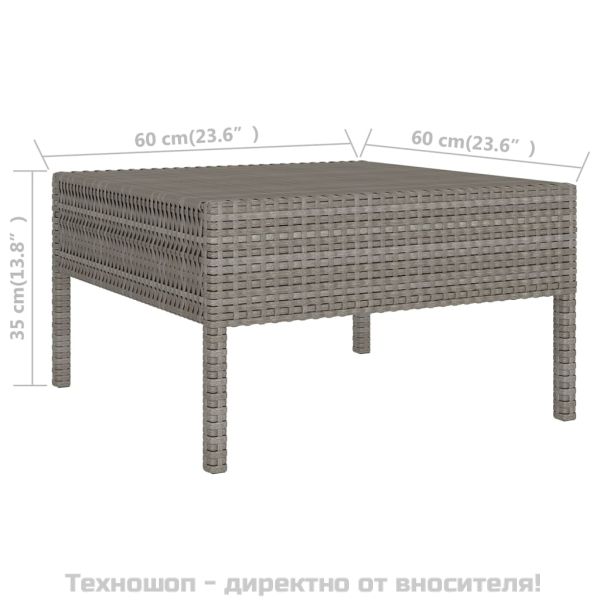 Градински лаундж комплект с възглавници 7 части полиратан сив