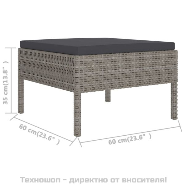 Градински лаундж комплект с възглавници 11 части полиратан сив