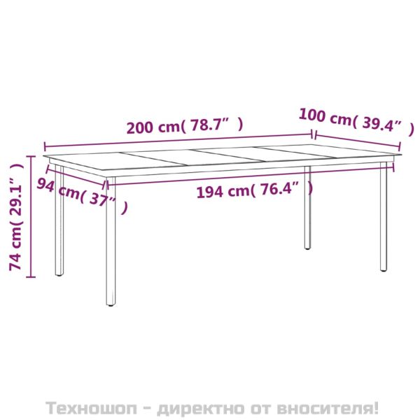 Градински трапезен комплект с възглавници 7 части черен