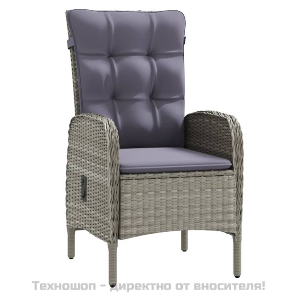 Градински трапезен комплект, 3 части с възглавници сиво и черно