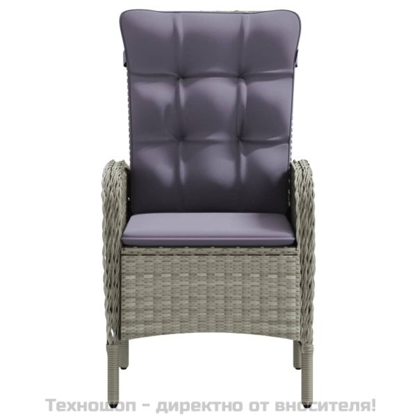 Градински трапезен комплект, 3 части с възглавници сиво и черно