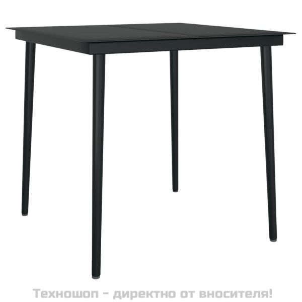 Градински трапезен комплект, 3 части с възглавници сиво и черно