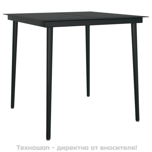 Градински трапезен комплект с възглавници 5 части, сиво и черно