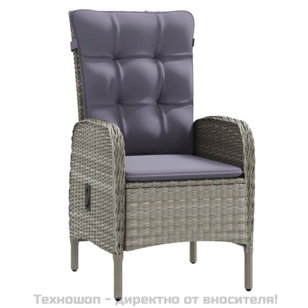 Градински трапезен комплект с възглавници 7 части сиво и черно