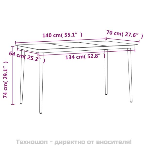 Градински трапезен комплект с възглавници 7 части сиво и черно
