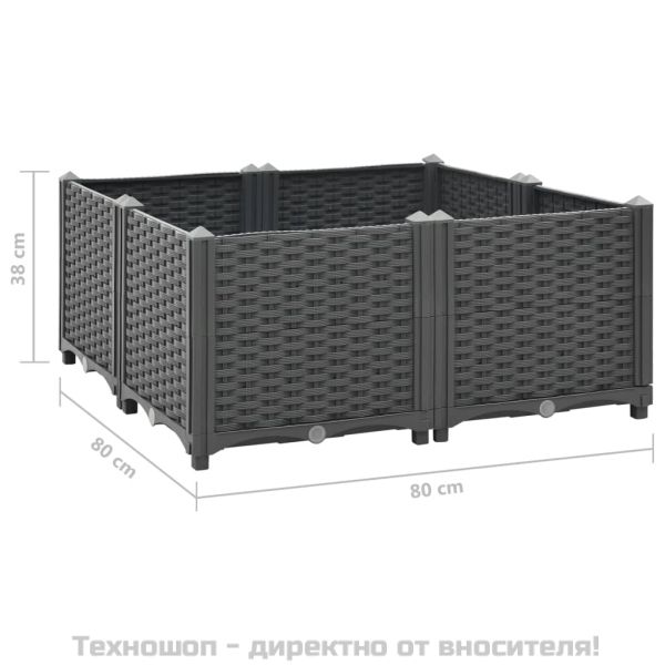 Повдигната леха, 80x80x38 см, полипропилен