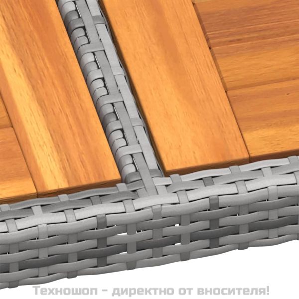 Градинска маса, 200x150x75 см, акациево дърво и полиратан, сива