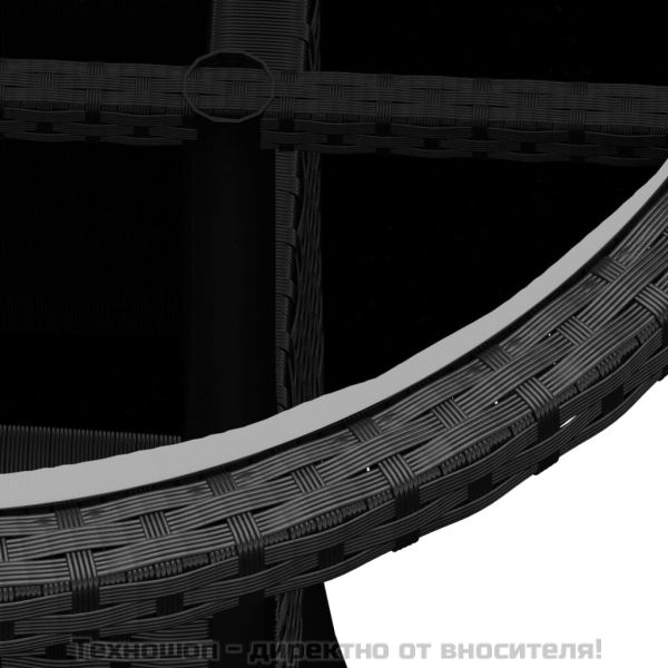 Градинска маса, Ø60x75 см, закалено стъкло и полиратан, черна