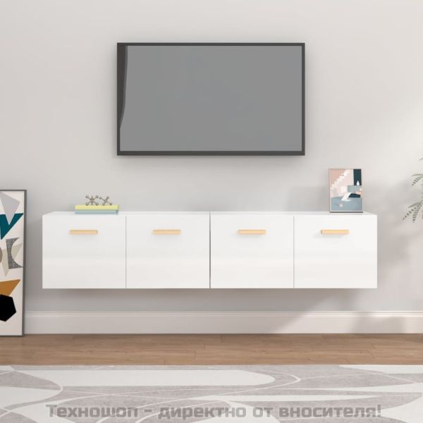 Стенни шкафове 2 бр бял гланц 80x35x36,5 см инженерно дърво