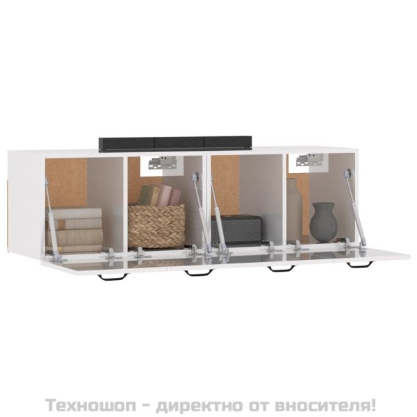 Стенни шкафове 2 бр бял гланц 80x36,5x35 см инженерно дърво