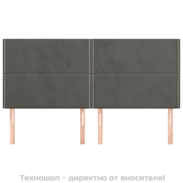 Табла за легло, тъмносива, 200x5x118/128 см, кадифе