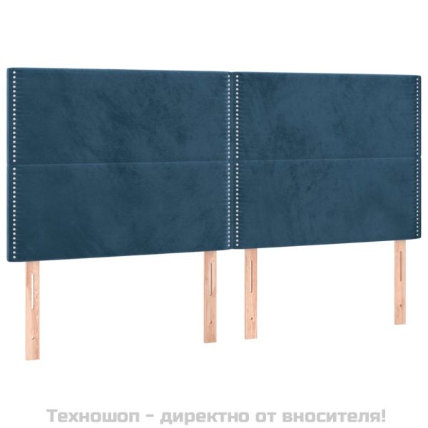 Табла за легло, тъмносиня, 200x5x118/128 см, кадифе