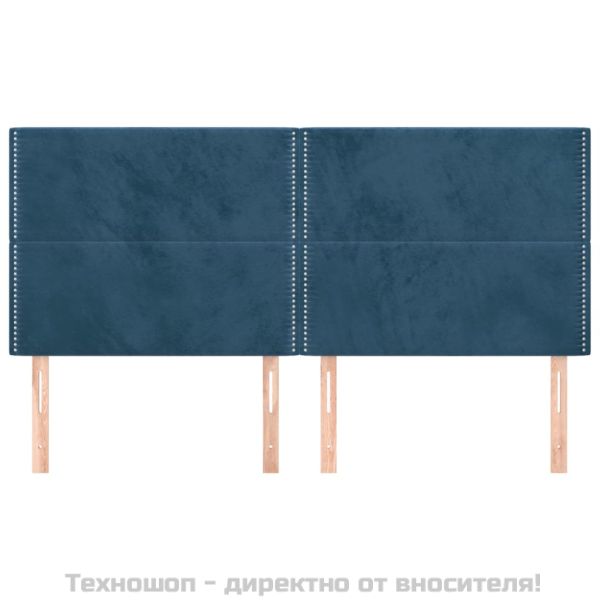 Табла за легло, тъмносиня, 200x5x118/128 см, кадифе