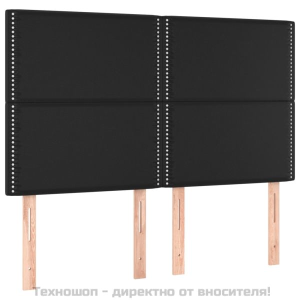 Табла за легло, черна, 144x5x118/128 см, изкуствена кожа