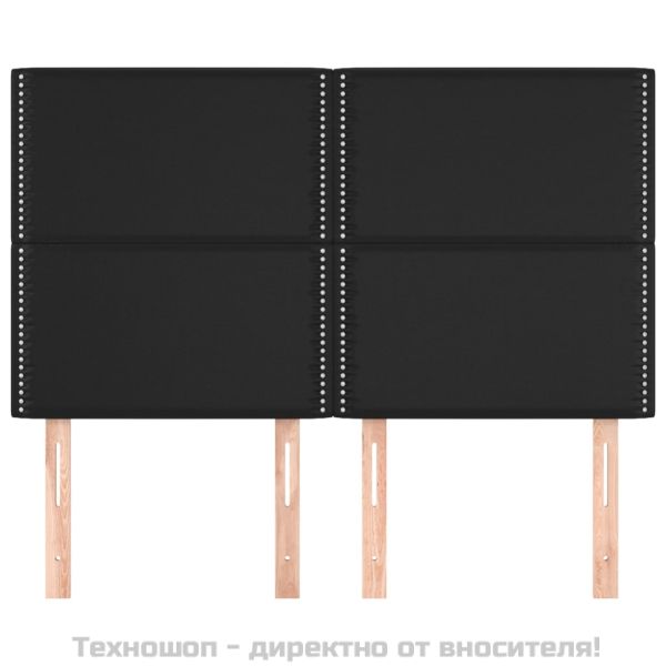 Табла за легло, черна, 144x5x118/128 см, изкуствена кожа