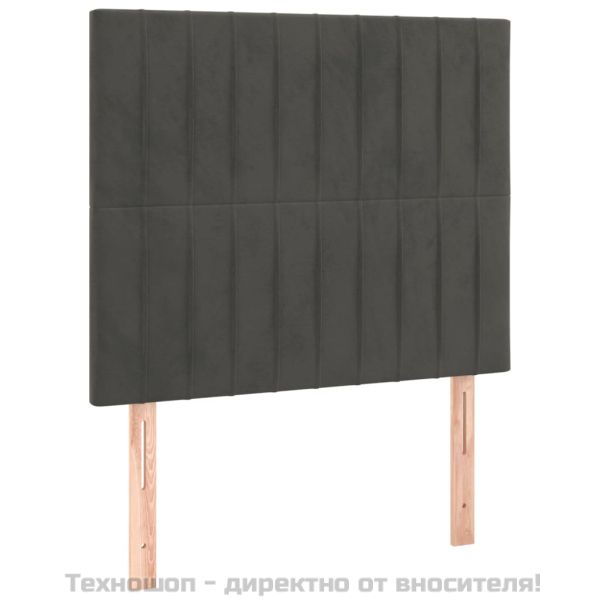 Табла за легло, тъмносива, 100x5x118/128 см, кадифе