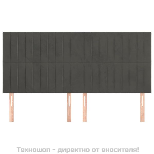 Табла за легло, тъмносива, 200x5x118/128 см, кадифе