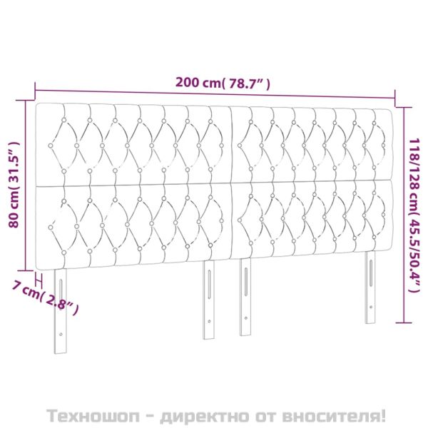 Табла за легло, тъмносива, 200x7x118/128 см, плат