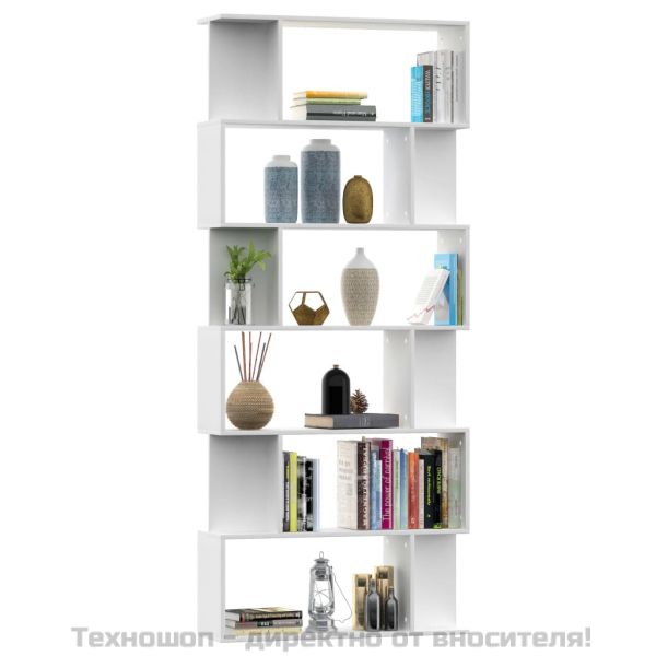 Библиотека/разделител за стая бяла 80x24x192 см инженерно дърво