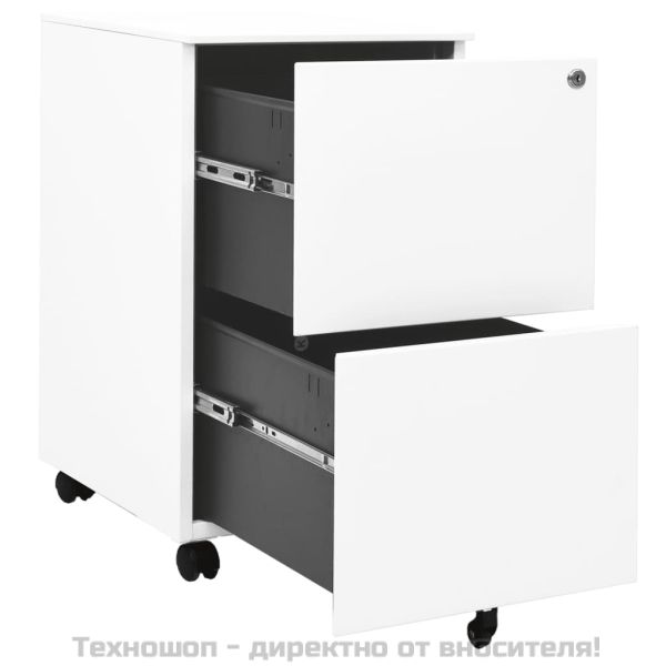 Мобилен офис шкаф, бял, 39x45x67см, стомана