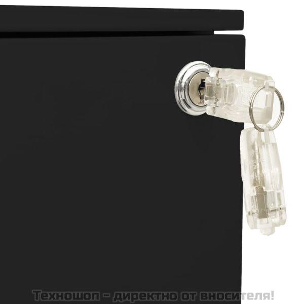 Мобилен офис шкаф, черен, 39x45x60 см, стомана