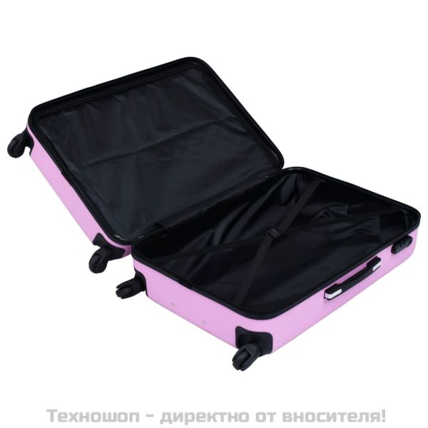 Твърд куфар с колелца, розов, ABS