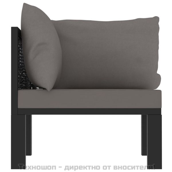 Модулен ъглов диван с ляв подлакътник, полиратан, антрацит