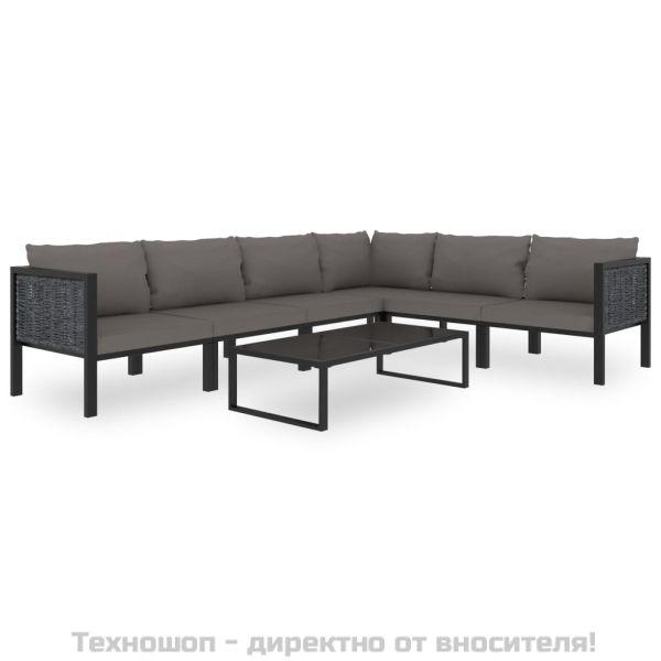 Модулен ъглов диван с ляв подлакътник, полиратан, антрацит