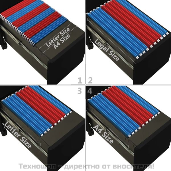 Мобилен офис шкаф, черен, 30x45x59 см, стомана