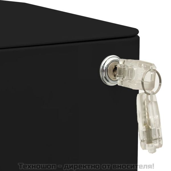 Мобилен офис шкаф, черен, 30x45x59 см, стомана