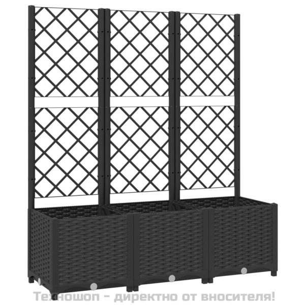 Градинска саксия с решетка, черна, 120x40x136 см, полипропилен