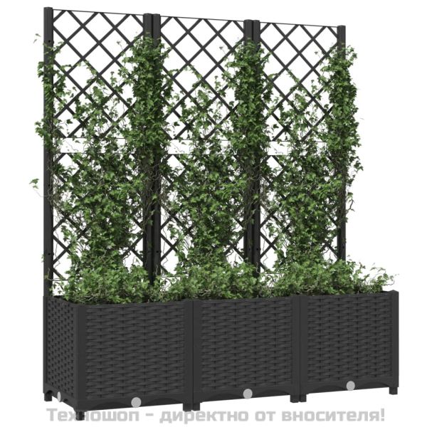 Градинска саксия с решетка, черна, 120x40x136 см, полипропилен