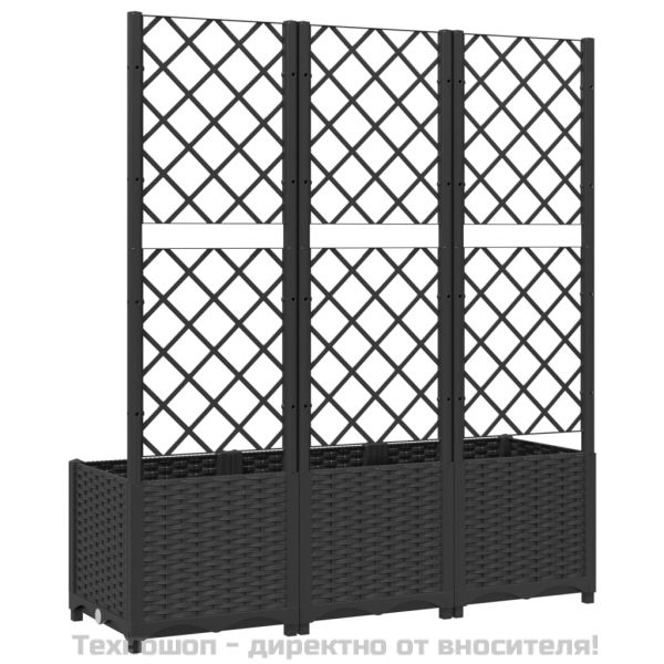 Градинска саксия с решетка, черна, 120x40x136 см, полипропилен