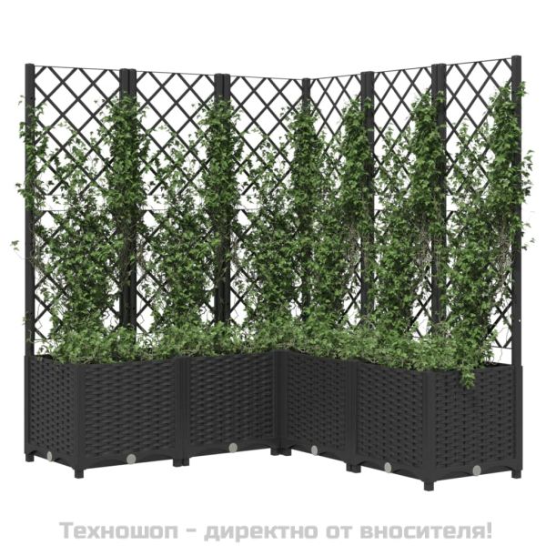 Градински сандък с пергола, черен, 120x120x136 см, PP