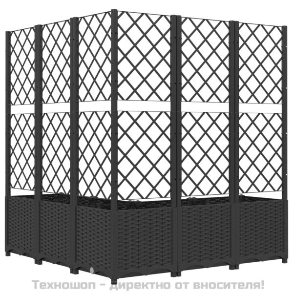Градински сандък с пергола, черен, 120x120x136 см, PP